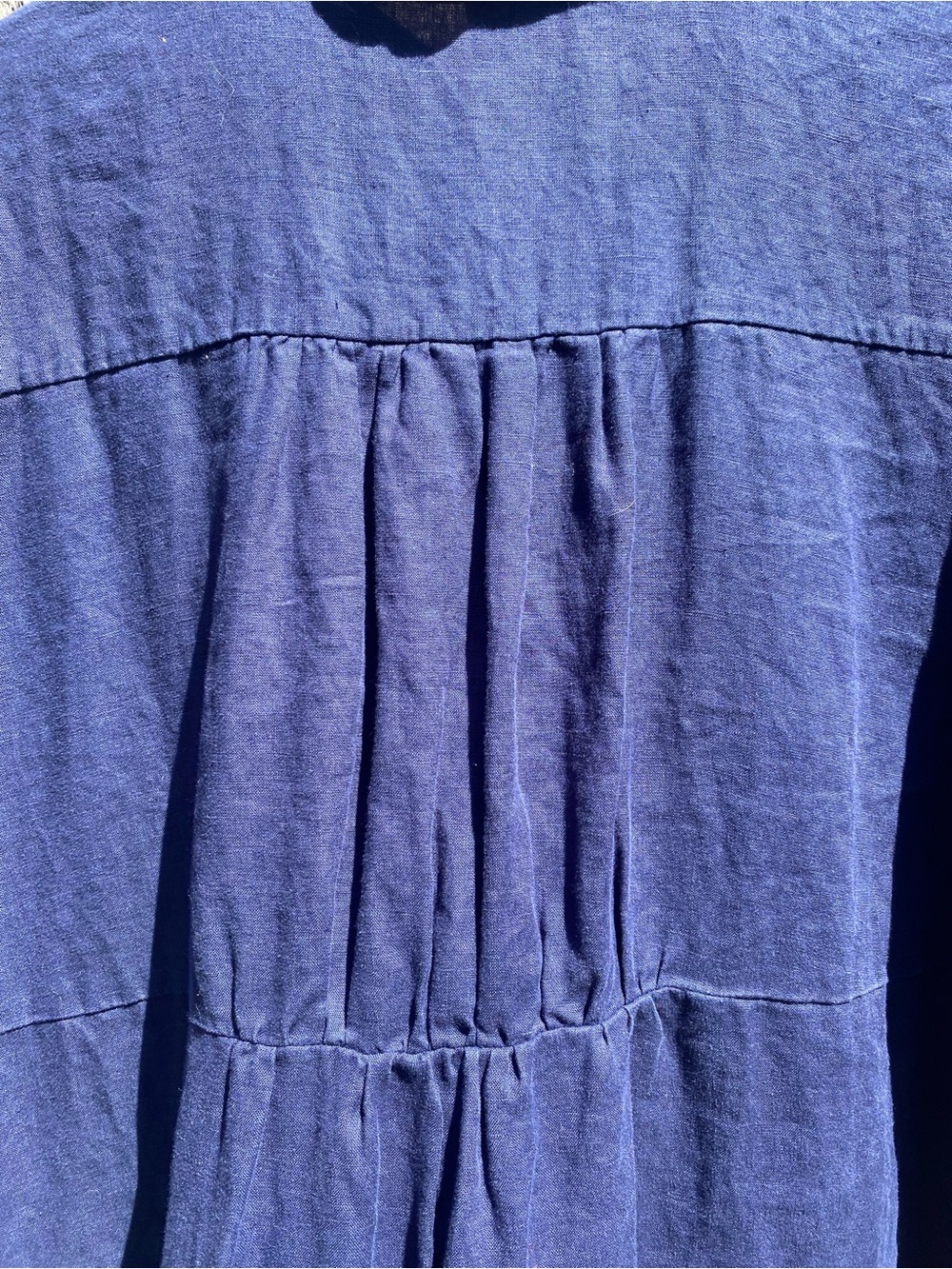Eileen Fisher Navy Organic Linen Midi Shirt Dress Large - Picture 7 of 9